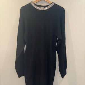 Elegant Black Sweater with Silver Accents